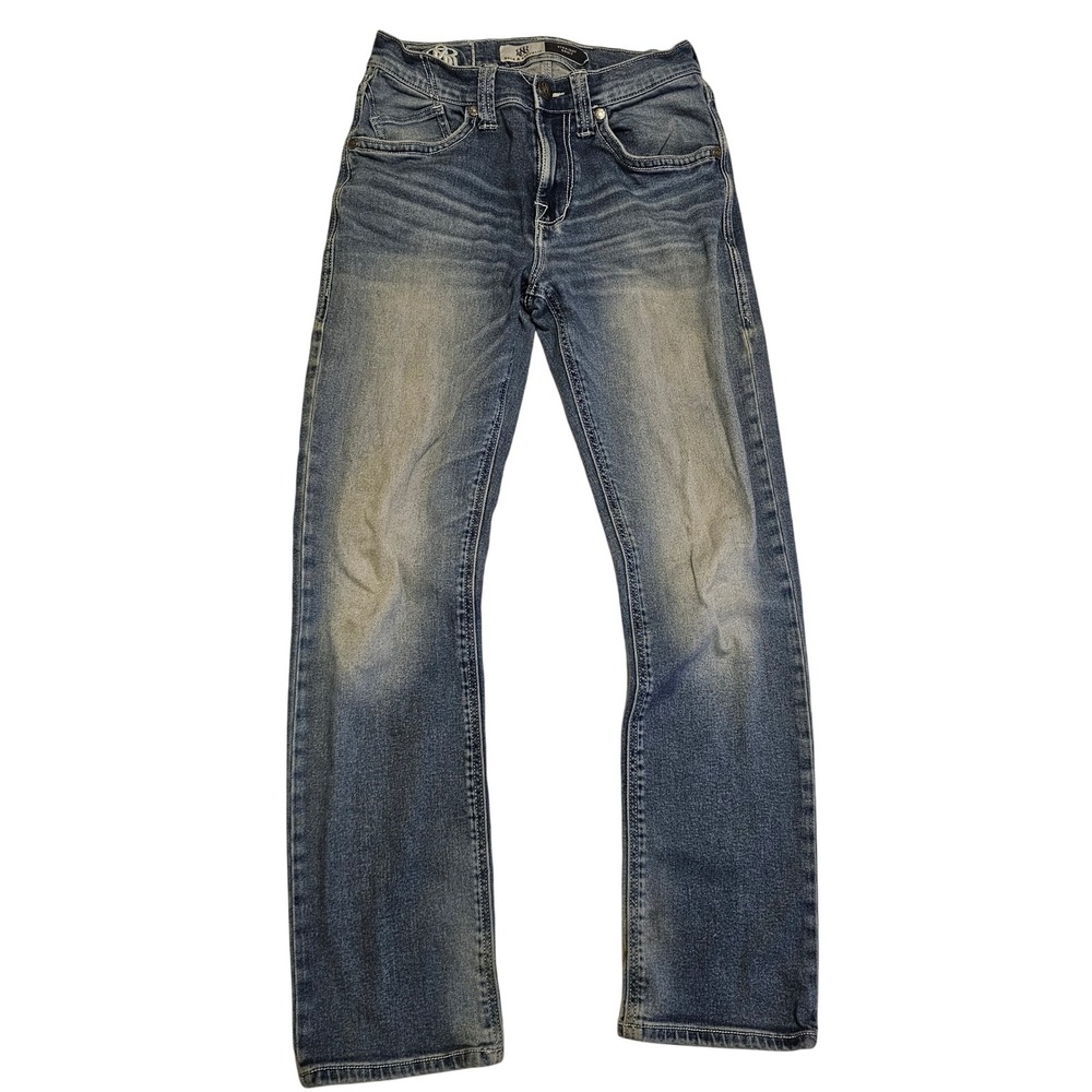 Rock & Republic Womens Straight Leg Jeans Blue Medium Wash Distressed 29x32